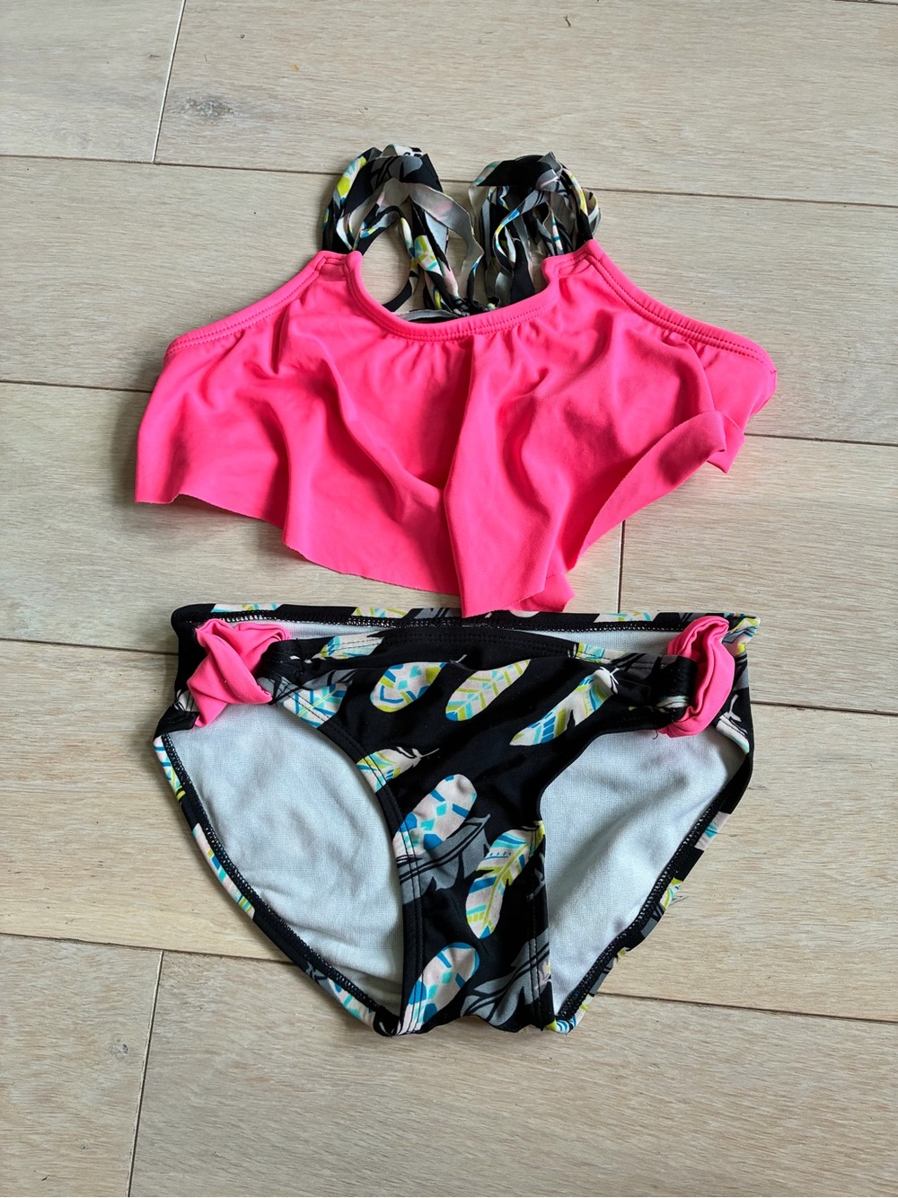 Summer Crush Kids Feather Design Bikini GUC Size 7